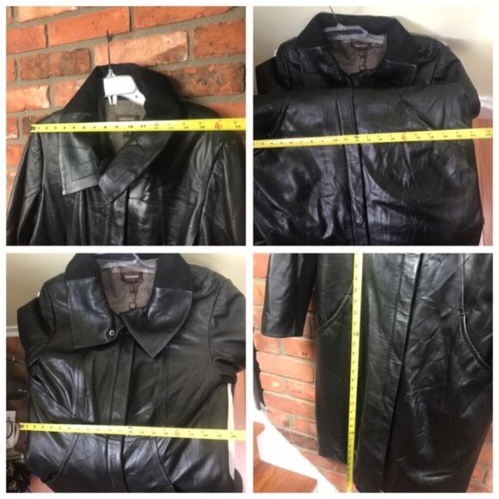 Danier Leather NEW Long Jacket Coat Wool Lined Pockets Zipper Snap Closure Tag L - Picture 14 of 16